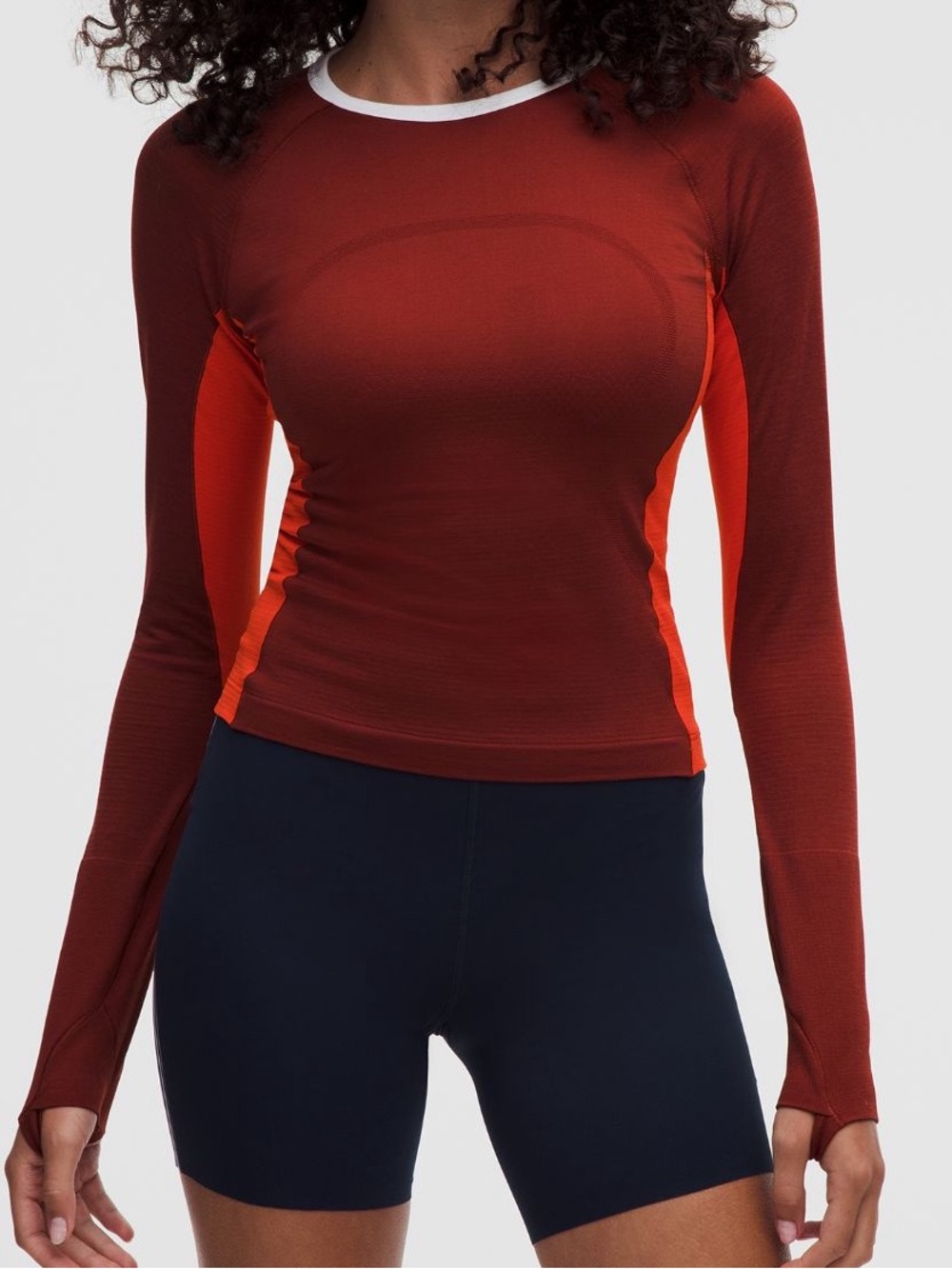 Lululemon Swiftly Tech Long Sleeve LS 2.0, Cranberry Charm/CherryEmber/White, 12